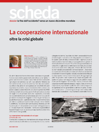 LA COOPERAZIONE INTERNAZIONALE / OLTRE LA CRISI GLOBALE