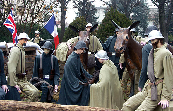 Il presepio ispirato alla prima guerra mondiale