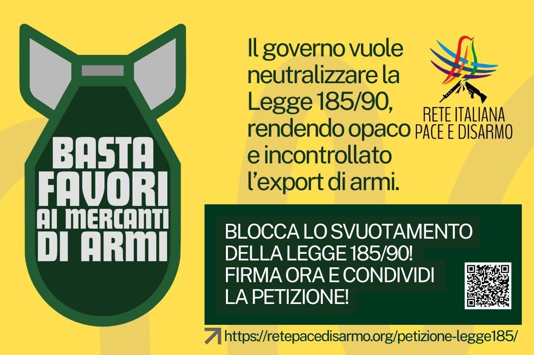 BASTA FAVORI AI MERCANTI DI ARMI